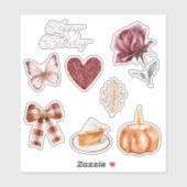 Rode Roos Hart Vlinder Boog Pompoen Sticker (Vel)
