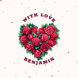 Rode roos hartvorm bloemige liefde Valentijnsdag Ronde Sticker