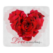 Rode roos hartvormige liefde Glas Snijplank (Voorkant)