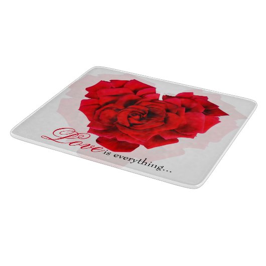 Rode roos hartvormige liefde Glas Snijplank (Hoek)