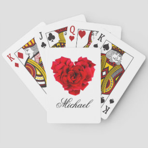 Rode roos hartvormige liefde Klassieke Speelkaarte Pokerkaarten