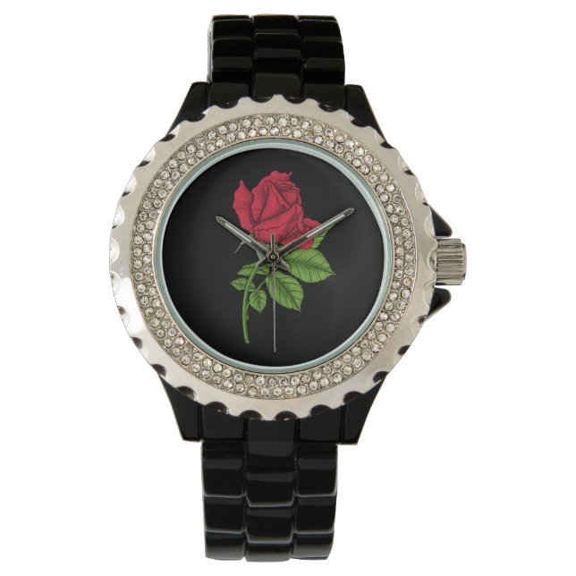 Rode roos horloge (Voorkant)