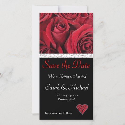 Rode Roos Huwelijk Save the Date Kaart (Voorkant)