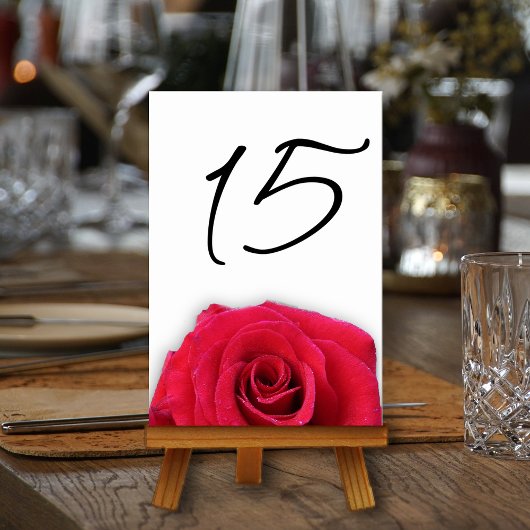Rode Roos Huwelijk Verticale Tafel Nummer Kaarten
