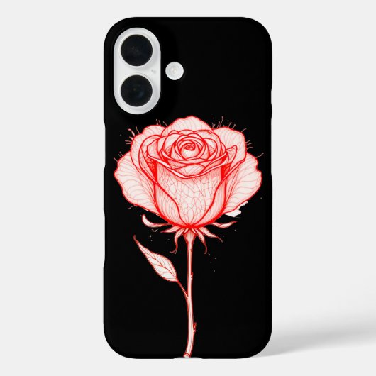 Rode Roos Illustratie met Zwarte Achtergrond Case-Mate iPhone Case (Achterkant)