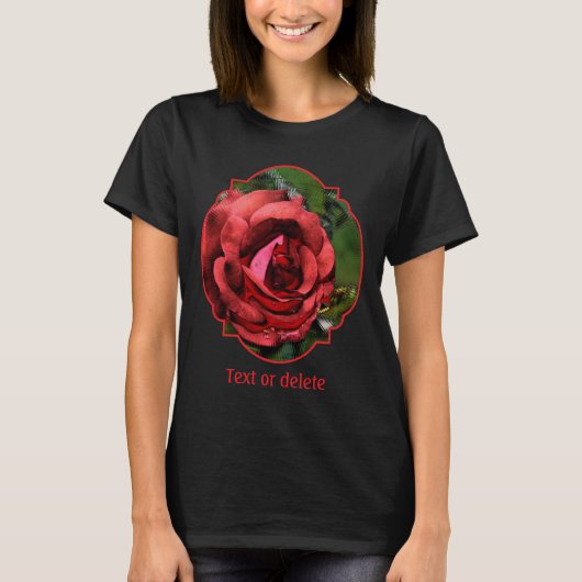 Rode Roos in Bloei Abstracte Kunst T-shirt (Voorkant)
