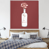 Rode Roos in Fles Canvas Afdruk (Insitu (Slaapkamer))