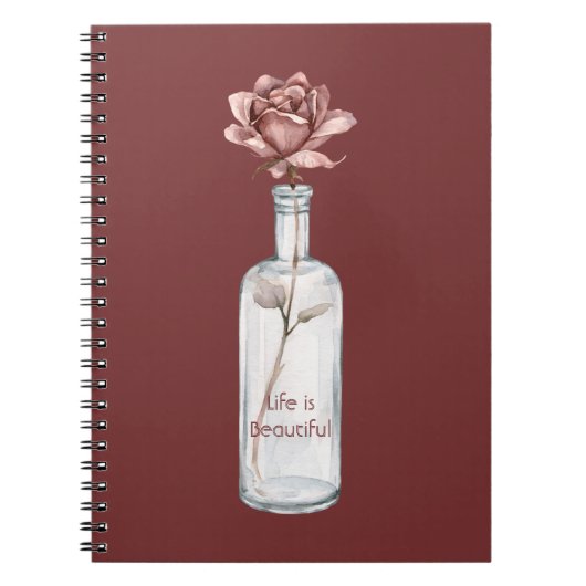 Rode Roos in Fles Notitieboek (Voorkant)