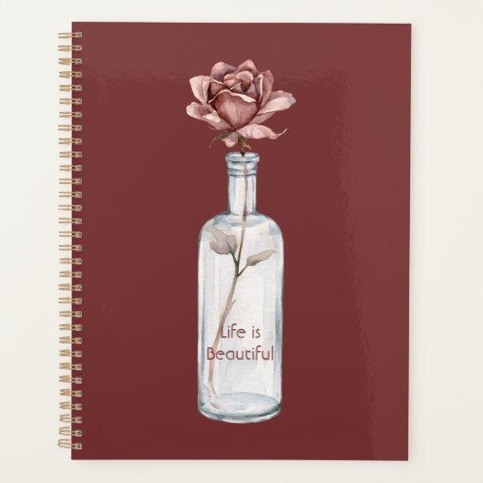 Rode Roos in Fles Planner (Voorkant)