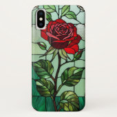 Rode roos in glas-in-lood Case-Mate iPhone case (Achterkant)