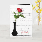 rode roos in zwarte vaas kaart (Gele Bloem)