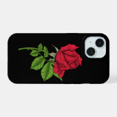 Rode roos iPhone 15 case (Achterkant horizontaal)