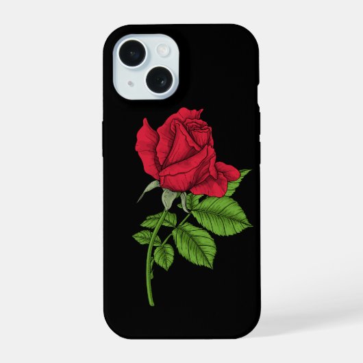 Rode roos iPhone 15 case (Achterkant)