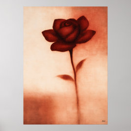 Rode Roos Japanse Bloemige Abstractie Poster