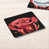 Rode roos kartonnen onderzetters (Schuin)