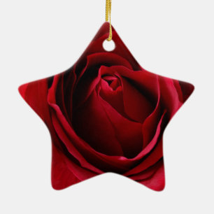 rode roos keramisch ornament