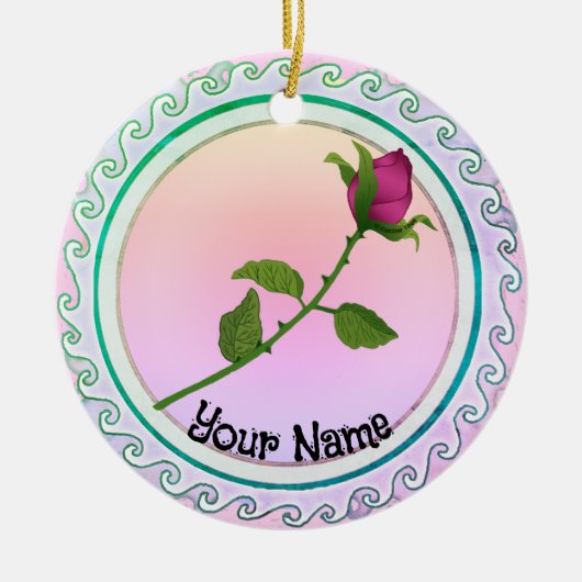 Rode Roos Keramisch Ornament (Voorkant)