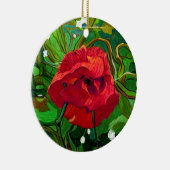 RODE ROOS KERAMISCH ORNAMENT (Rechts)