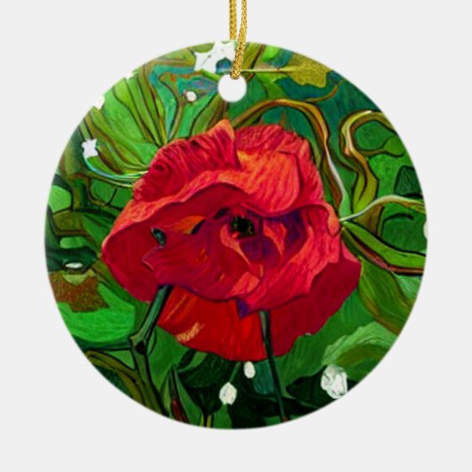 RODE ROOS KERAMISCH ORNAMENT (Voorkant)