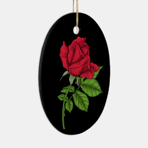 Rode roos keramisch ornament