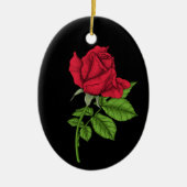 Rode roos keramisch ornament (Voorkant)