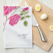 Rode roos keuken theedoek (Quarter Fold)