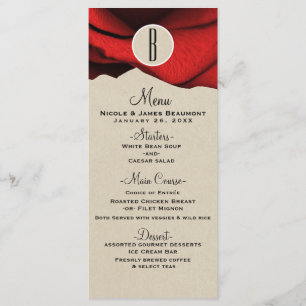 Rode Roos Kracht Landelijke Glamour Elegante Trouw Menu
