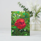 RODE ROOS KUNST BRIEFKAART (Staand voorkant)