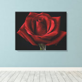 Rode roos kussensloop canvas afdruk (Insitu (Houten vloer))