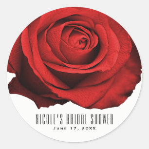 Rode Roos Landelijke Glam Elegant Trouwgeschenk Ronde Sticker