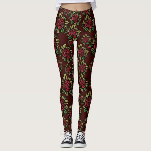 Rode roos leggings (Voorkant)