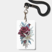Rode Roos Lelie Bloemen Naambadge Badge (Voorzijde met lanyard)