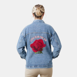 Rode roos - Liefde is in de lucht boodschap Denim Jacket
