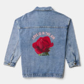 Rode roos - Liefde is in de lucht boodschap Denim Jacket (Achterkant)