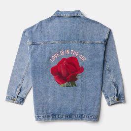 Rode roos - Liefde is in de lucht boodschap Denim Jacket