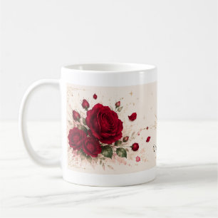Rode Roos Liefdesbriefjes Romantische Bloemenkoffi Koffiemok