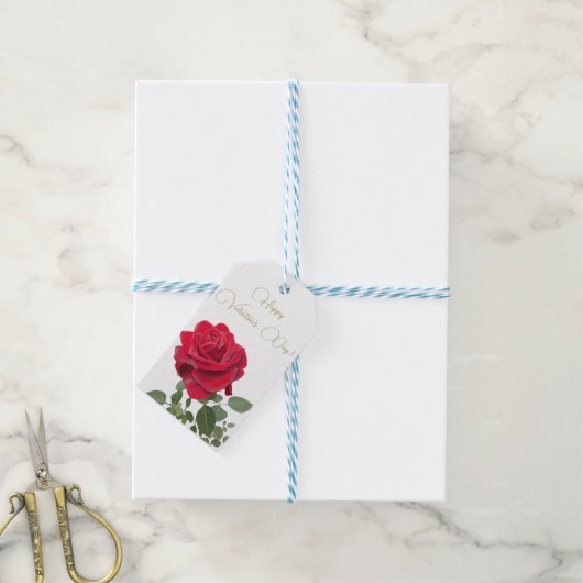 Rode roos - Liefdesfeest - Valentijnsdag Cadeaulabel (Met Touw)