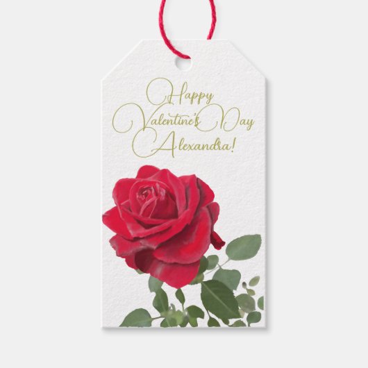 Rode roos - liefdessymbool - Gepersonaliseerde Val Cadeaulabel (Voorkant)