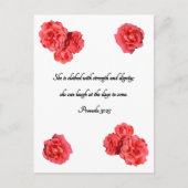 Rode Roos Lijst Bijbelvers Spreuken 31:25 Briefkaart (Voorkant)