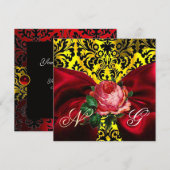 RODE ROOS LINT GOUD GEEL ZWART DAMAST MONOGRAM KAART (Voorkant / Achterkant)