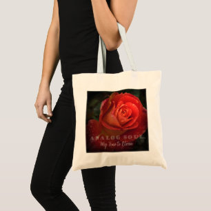 Rode Roos Macro Analoge Ziel Esthetische Boodschap Tote Bag
