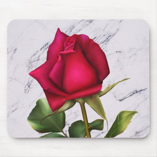Rode Roos Marmer Modern Glam Bloem Bloem Muismat (Voorkant)