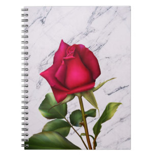 Rode Roos Marmer Modern Glam Bloem Notitieboek