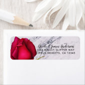 Rode Roos Marmer Modern Glam Bruiloft Feestje Etiket (Insitu)