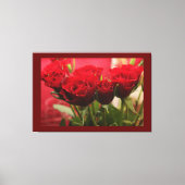 Rode Roos Met Bladeren Donkerrode Achtergrond Prem Canvas Afdruk (Voorkant)