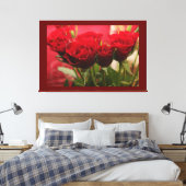 Rode Roos Met Bladeren Donkerrode Achtergrond Prem Canvas Afdruk (Insitu (Slaapkamer))