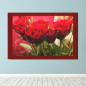 Rode Roos Met Bladeren Donkerrode Achtergrond Prem Canvas Afdruk (Insitu (Houten vloer))