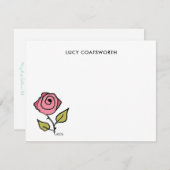 rode roos met de hand geïllustreerd elegant notitiekaartje (Voorkant / Achterkant)