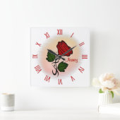 Rode Roos met de Romeinse Numerieke van de Naam Vierkante Klok (Huis)