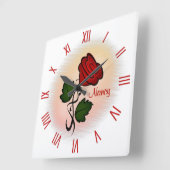 Rode Roos met de Romeinse Numerieke van de Naam Vierkante Klok (Hoek)